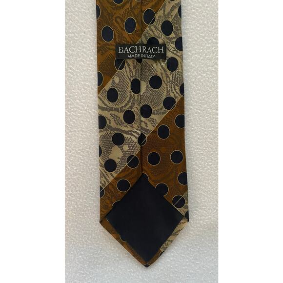 Bachrach Men’s 100% Silk Striped & Black Polka Dots ~ NEW $59 ~ Made In Italy - Picture 2 of 3